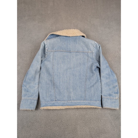 Vintage Levis Denim Sherpa Trucker Jacket Blue 70s 80s Orange Tab No Size Tag - Picture 2 of 8